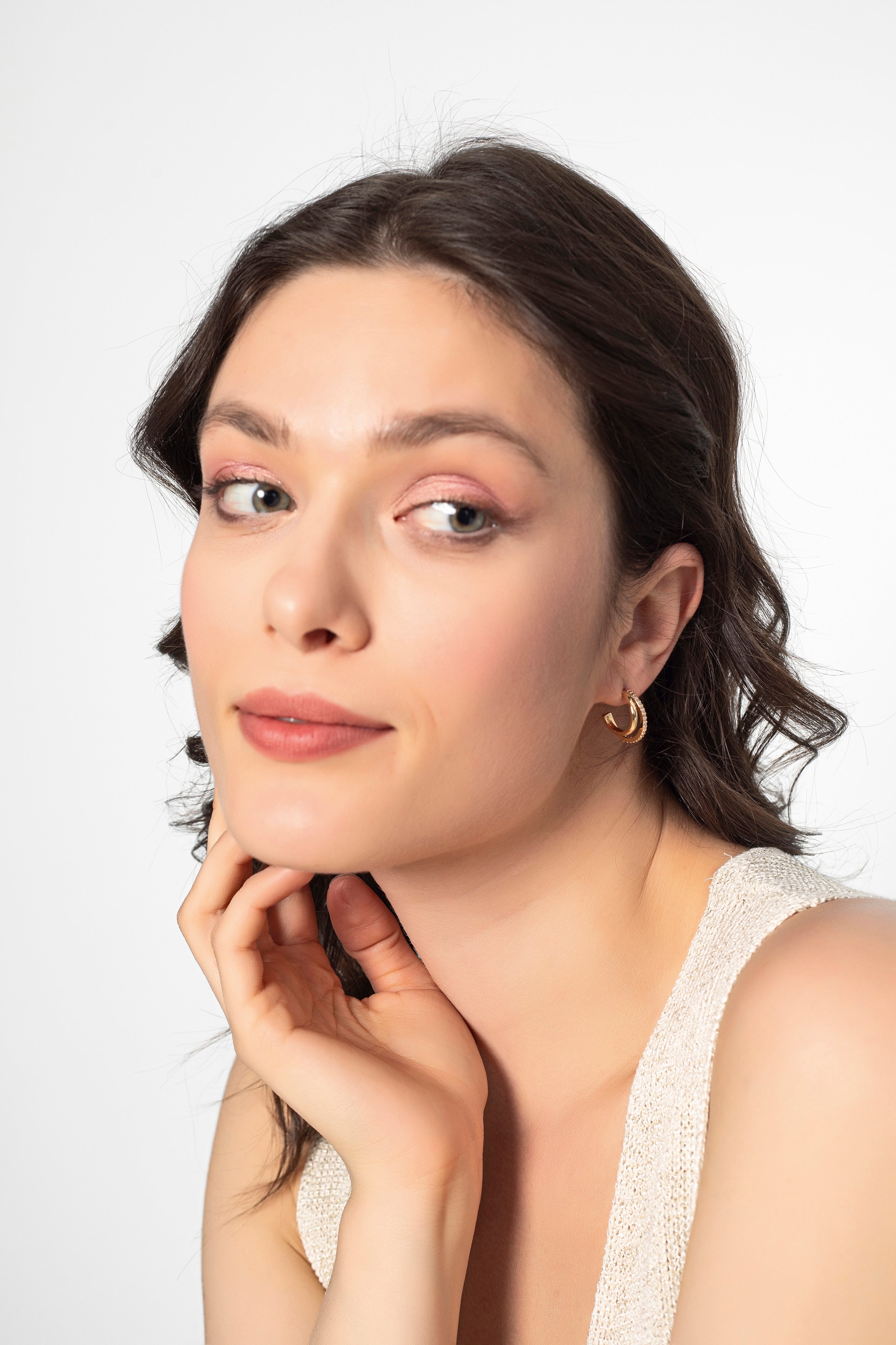 Boucles d'oreilles double anneau doré