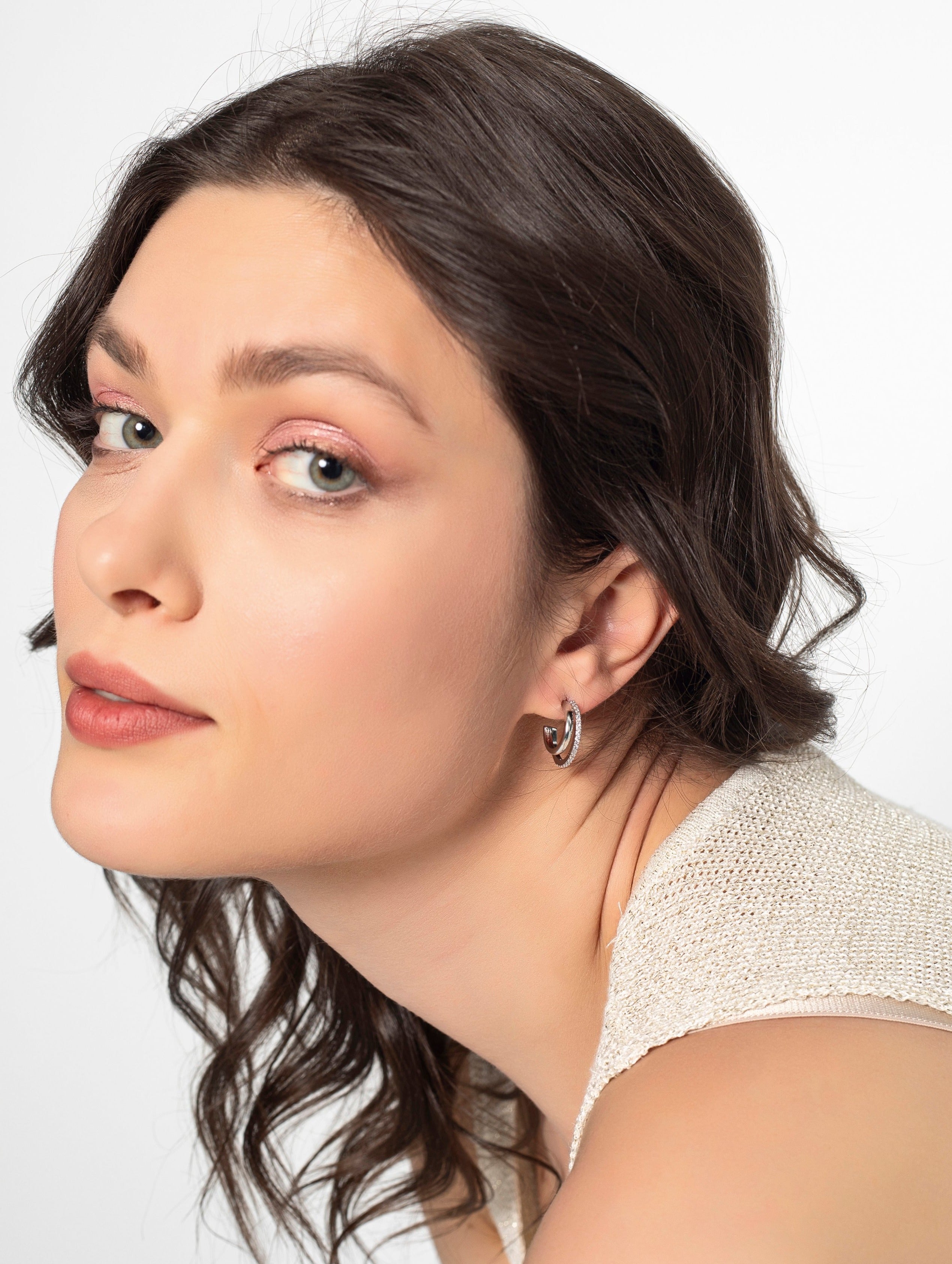 Boucles d'oreilles double anneau argent